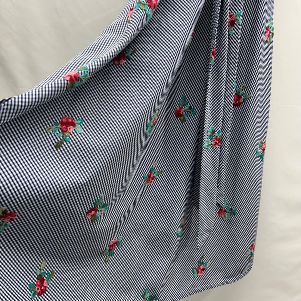Anne Klein Gingham Floral Embroidered Maxi Dress Women's 6 - Picture 7 of 15